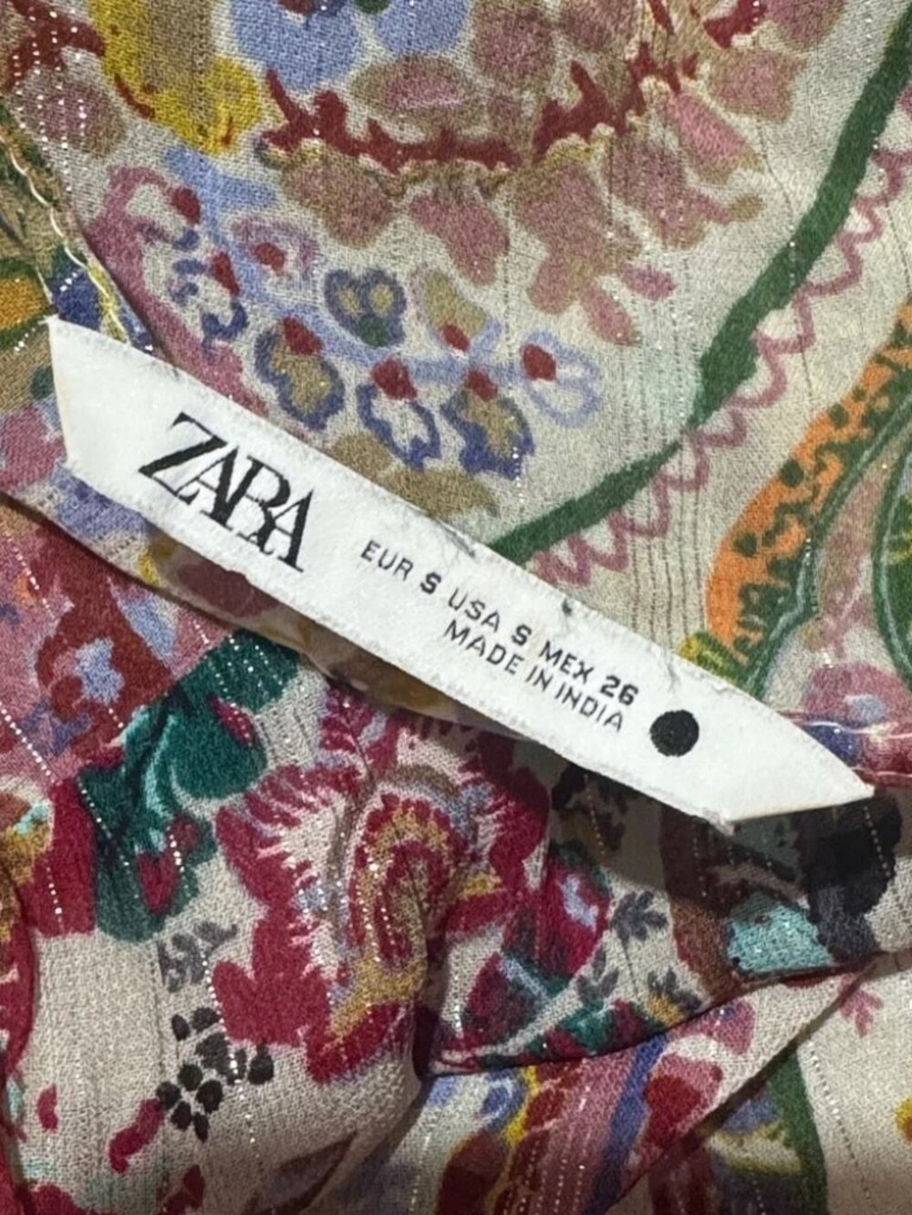 ZARA BOHO METALLIC THREAD PRINTED DRESS - Picture 4 of 10